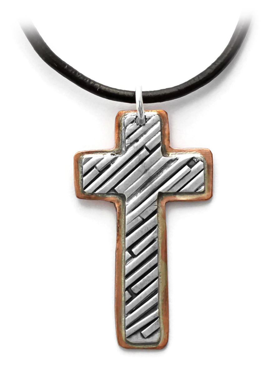 Cross Pendant in Copper and Sterling Silver