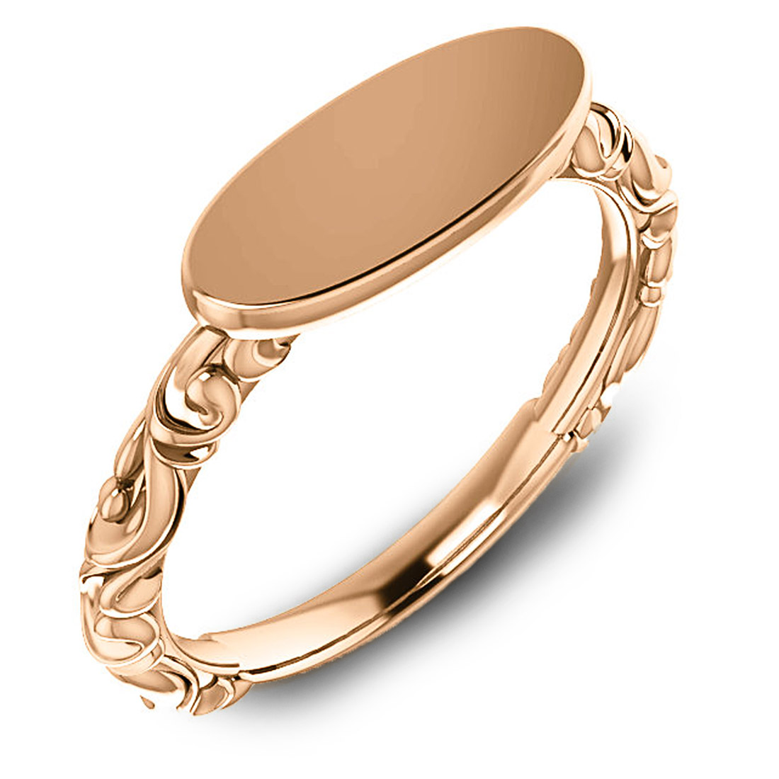 Rose gold personalizable engravable signet ring