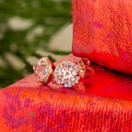 Morganite halo stud earrings