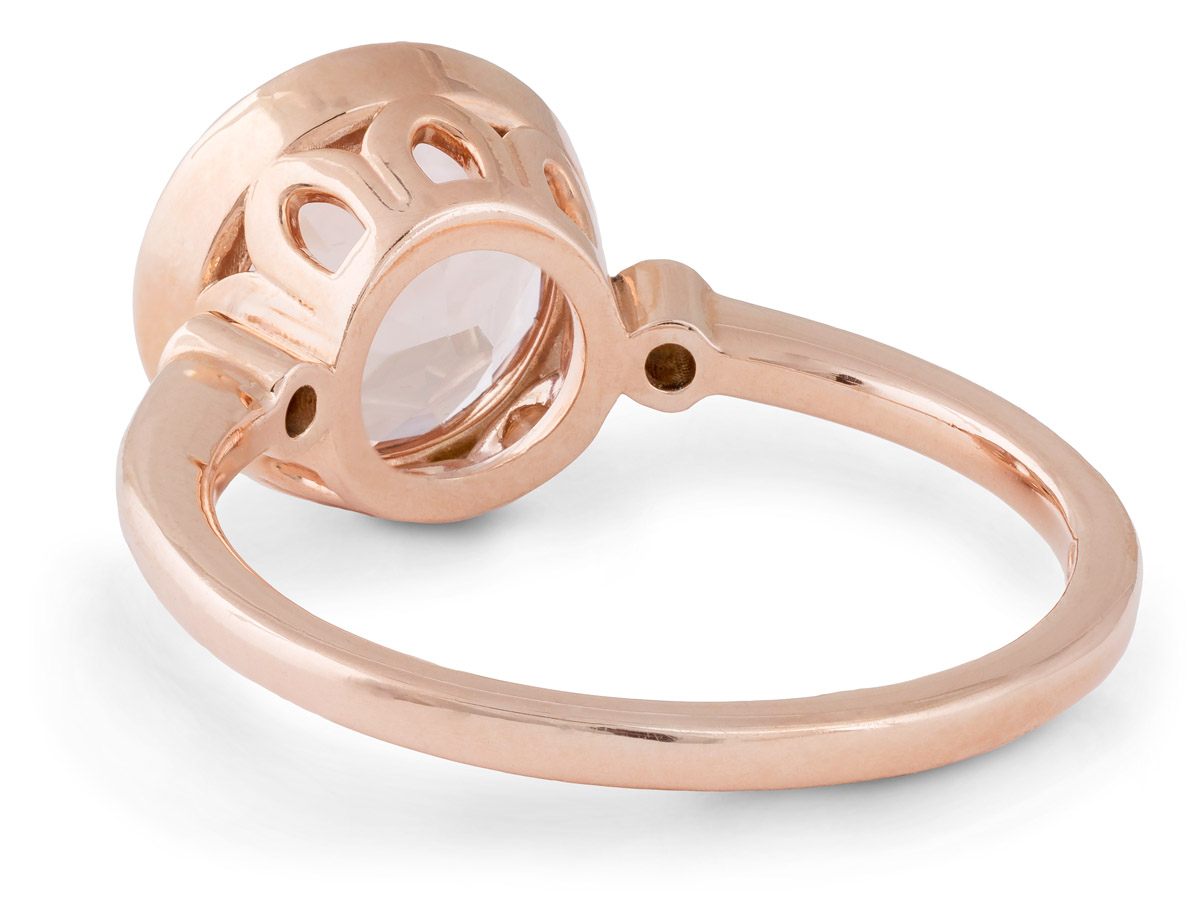 Rose Gold Morganite Bezel Ring with Diamond Accents - Back