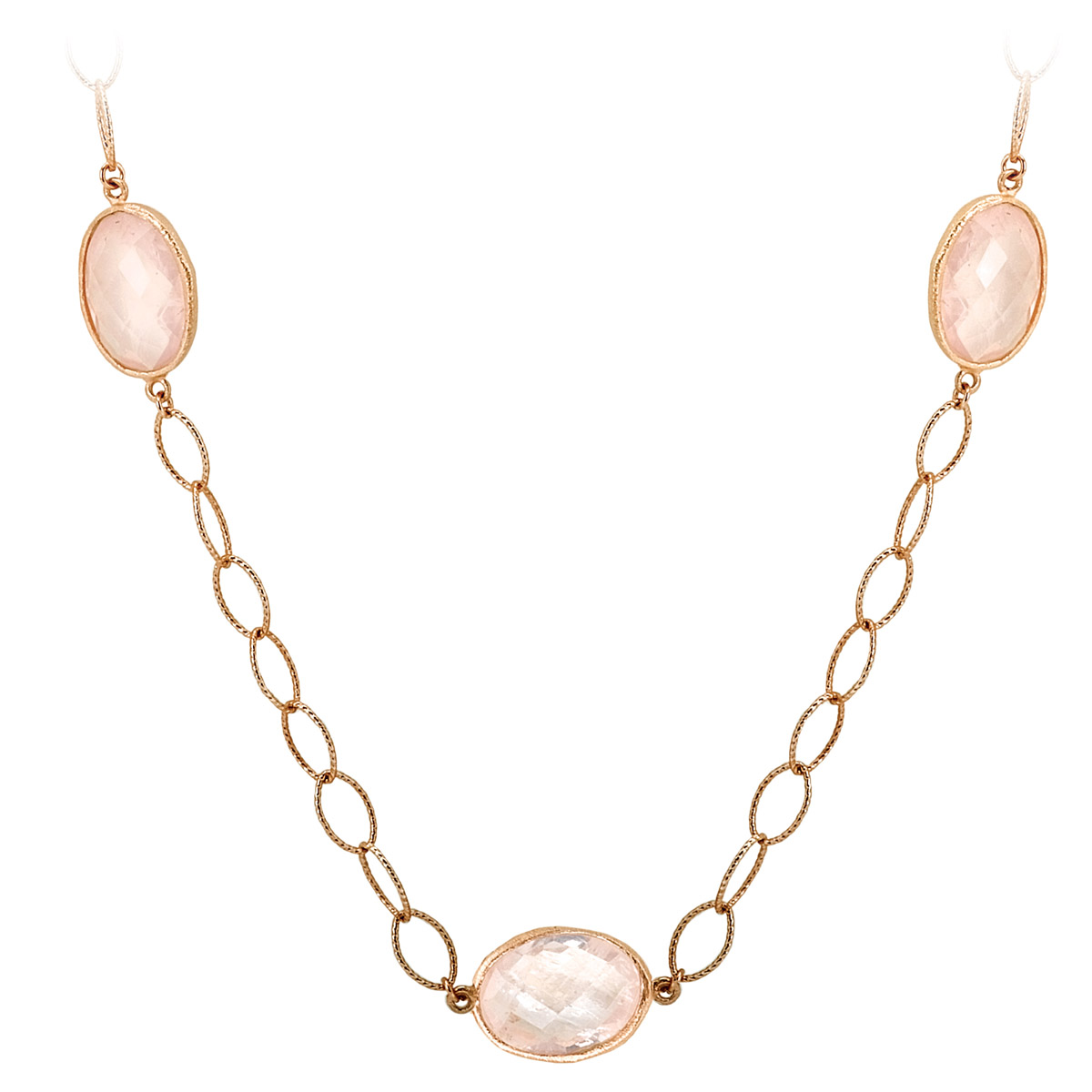 Rose Quartz Bezel Necklace