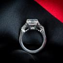 Asscher cut engagement ring with triangel accents - top