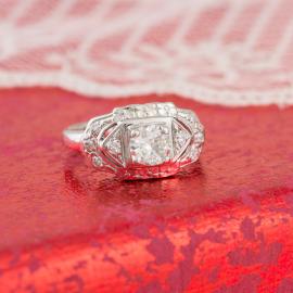 Vintage Art Deco Diamond Engagement Ring - Front