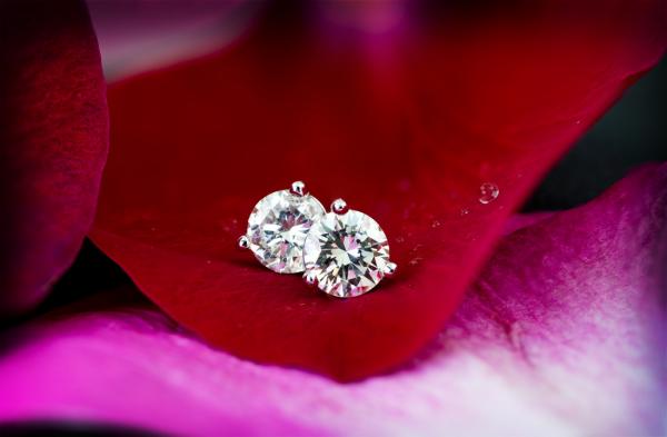 Diamond stud earrings for Valentines Day