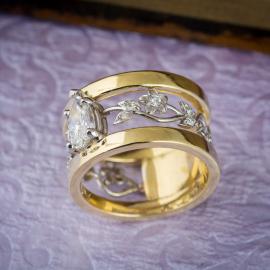 Pear Diamond Engagement Ring With Floral Vine Pattern : Arden Jewelers