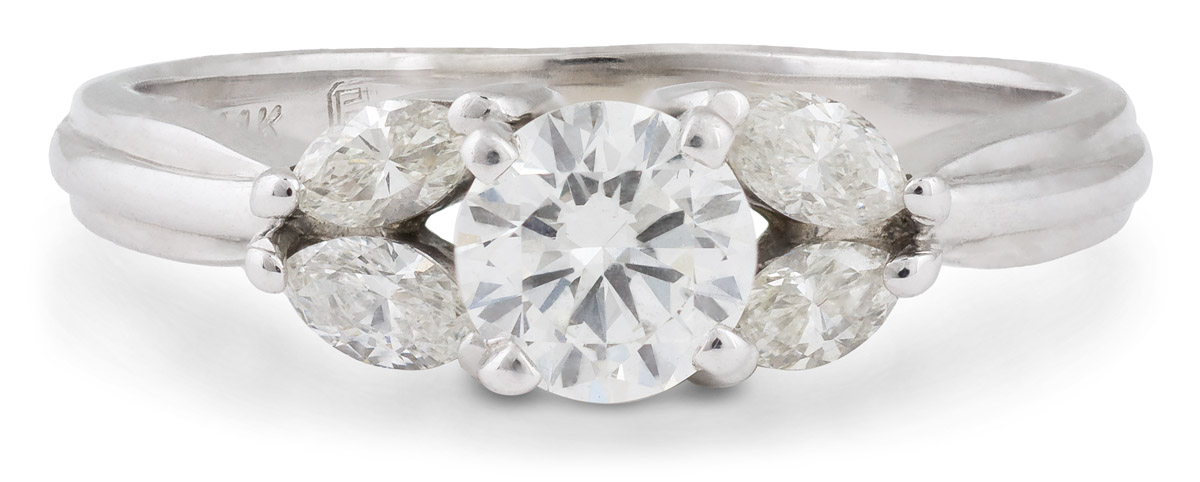 Diamond Engagement Ring with Marquise Accents