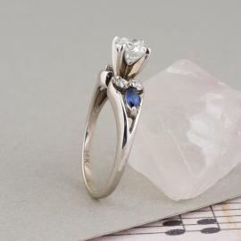 Diamond Engagement Ring with Marquise Sapphire Accents - 2