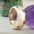 Modern flush set diamond and amethyst band