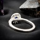 Non-traditional sapphire halo engagement ring - back