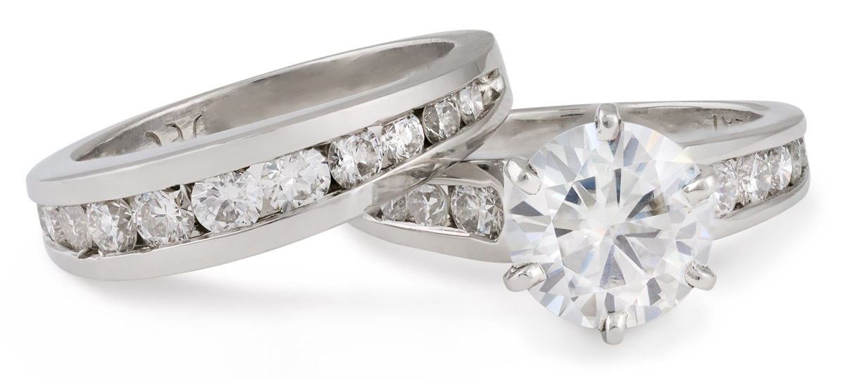 Moissanite Wedding Set With Diamond Accents 5636 Arden Jewelers