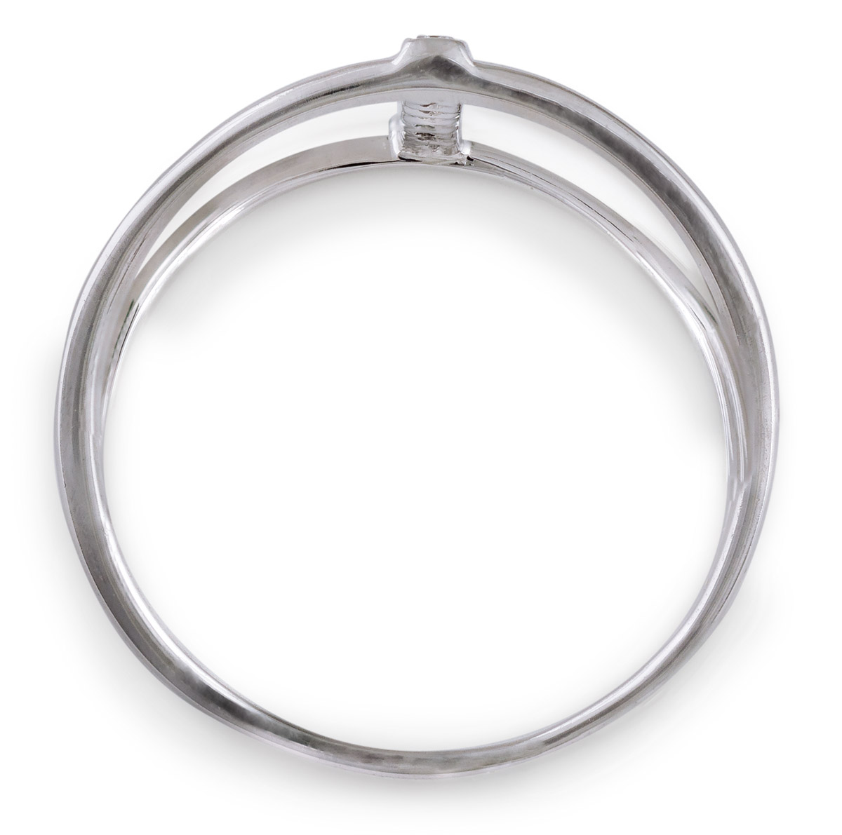 Minimalist Split Shank Ring with Bar of Diamond Accents - Top