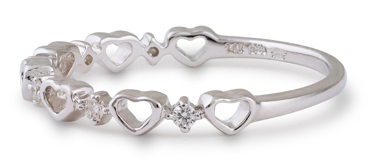 Minimalist Heart Band with Diamond Accents - Side