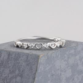 Minimalist Heart Band with Diamond Accents