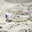 Mens wedding band with triangular sapphire - side