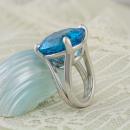 Blue Topaz Solitaire Split Shank Ring - 3