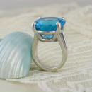 Blue Topaz Solitaire Split Shank Ring - 4