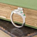 Asymmetrical Diamond and Emerald Swirl Ring - 4