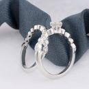 Diamond Wedding Set with Scalloped Edge - 1