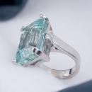 Emerald Cut Aquamarine Cocktail Ring - 4