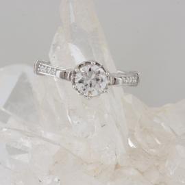 Scroll Cathedral Engagement Ring with Diamond Accents - 1