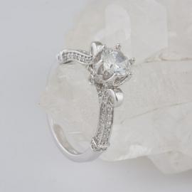 Scroll Cathedral Engagement Ring with Diamond Accents - 2