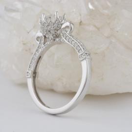 Scroll Cathedral Engagement Ring with Diamond Accents - 3