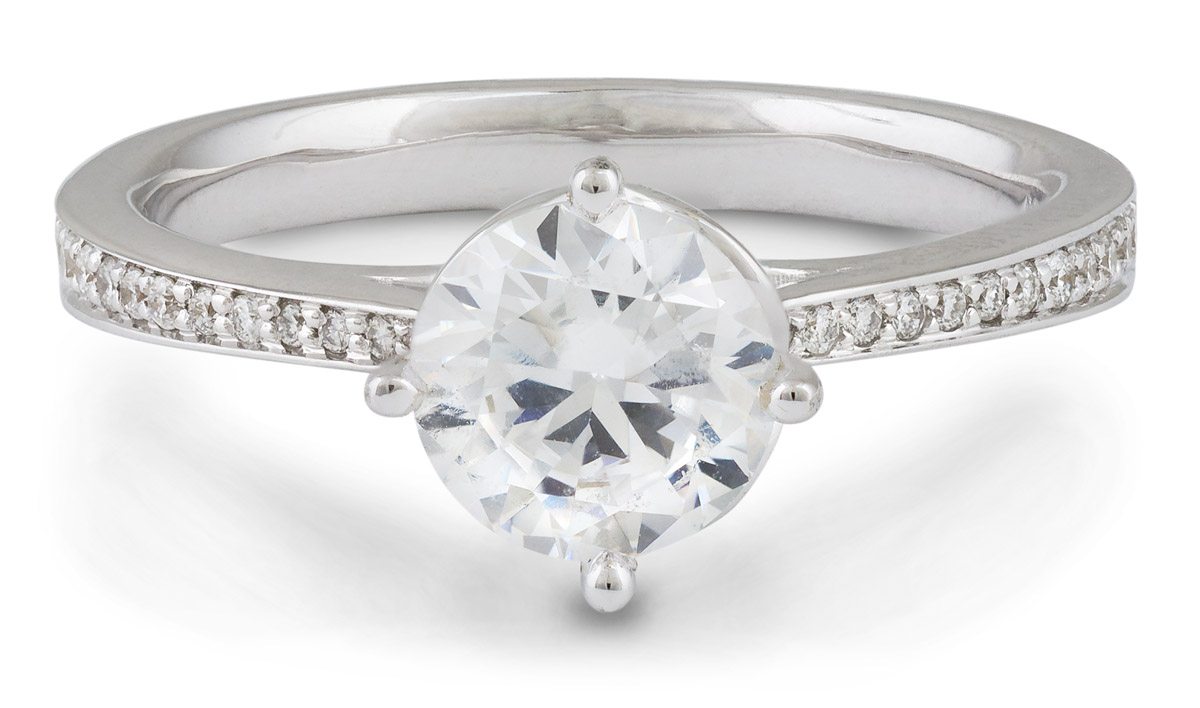 Scalloped Accent Engagement Ring with Diamonds