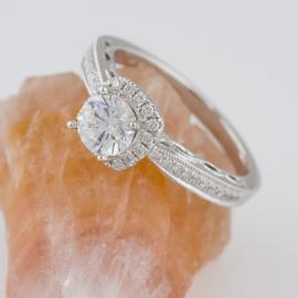 Diamond Halo Engagement Ring with Filigree Detail - 3