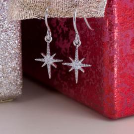 North Star Diamond Dangle Earrings - 1