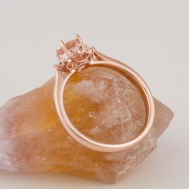 Art Deco Inspired Morganite Ring with Baguette Diamond Halo - 3
