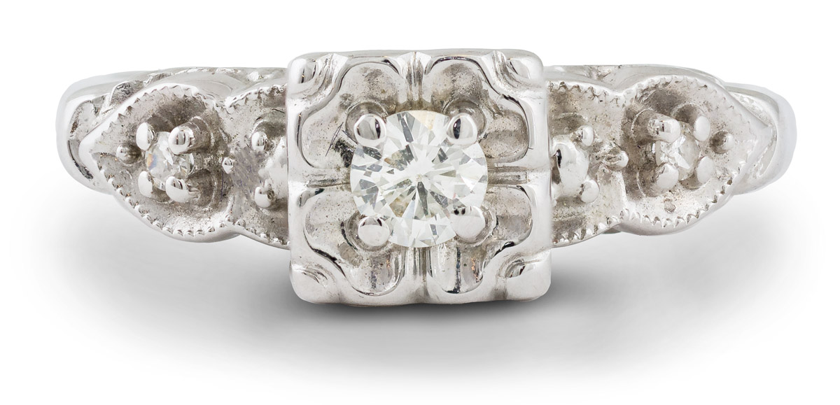 Vintage Diamond Engagement Ring with Illusion Setting