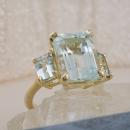 Emerald Cut Aquamarine Three Stone Ring - 3