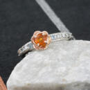 Two Tone Floral Ring with Fire Opal Center