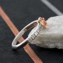 Two Tone Floral Ring with Fire Opal Center