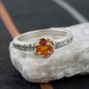 Two Tone Floral Ring with Fire Opal Center