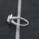 Two Tone Three Ring Wedding Set with Hexagon Halo