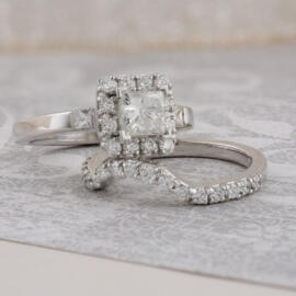 Princess Diamond Halo Wed Set