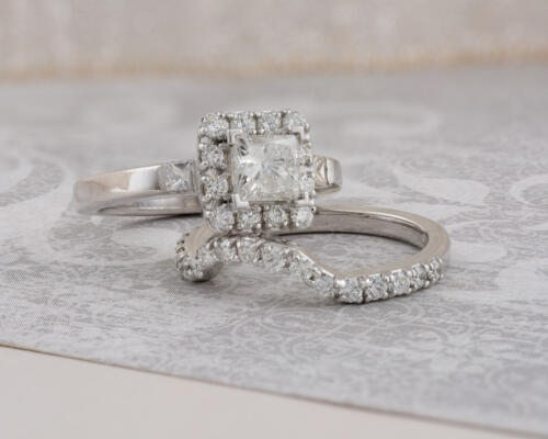 Princess Diamond Halo Wed Set