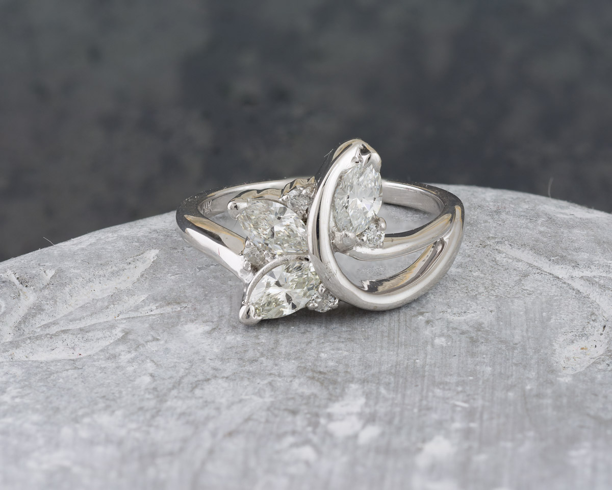 Split Shank Marquise Engagement Ring | Curved Design