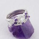 Diamond Wedding Set with Amethyst Accents