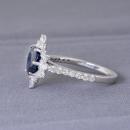 Sapphire Engagement Ring with Starburst Diamond Halo