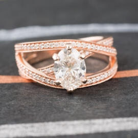 Orbit Crossover Oval Diamond Engagement Ring