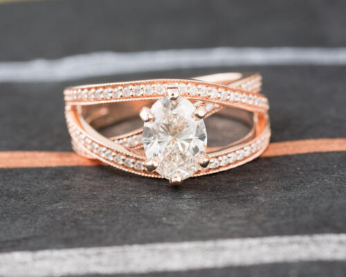 Orbit Crossover Oval Diamond Engagement Ring