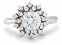 Vintage Inspired Cluster Diamond Halo Engagement Ring
