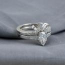 Custom Wedding Set with Pear Diamond and Baguette Accents-2