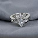 Custom Wedding Set with Pear Diamond and Baguette Accents-3