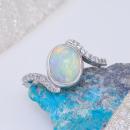 Custom Opal Bezel Ring with Diamond Accents