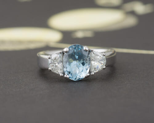 Custom Aquamarine Ring with Diamond Accents