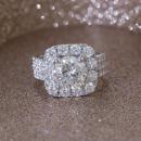 Round Brilliant Diamond Engagement Ring with Cushion Halo