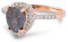 Salt and pepper pear diamond rose gold engagement ring - side